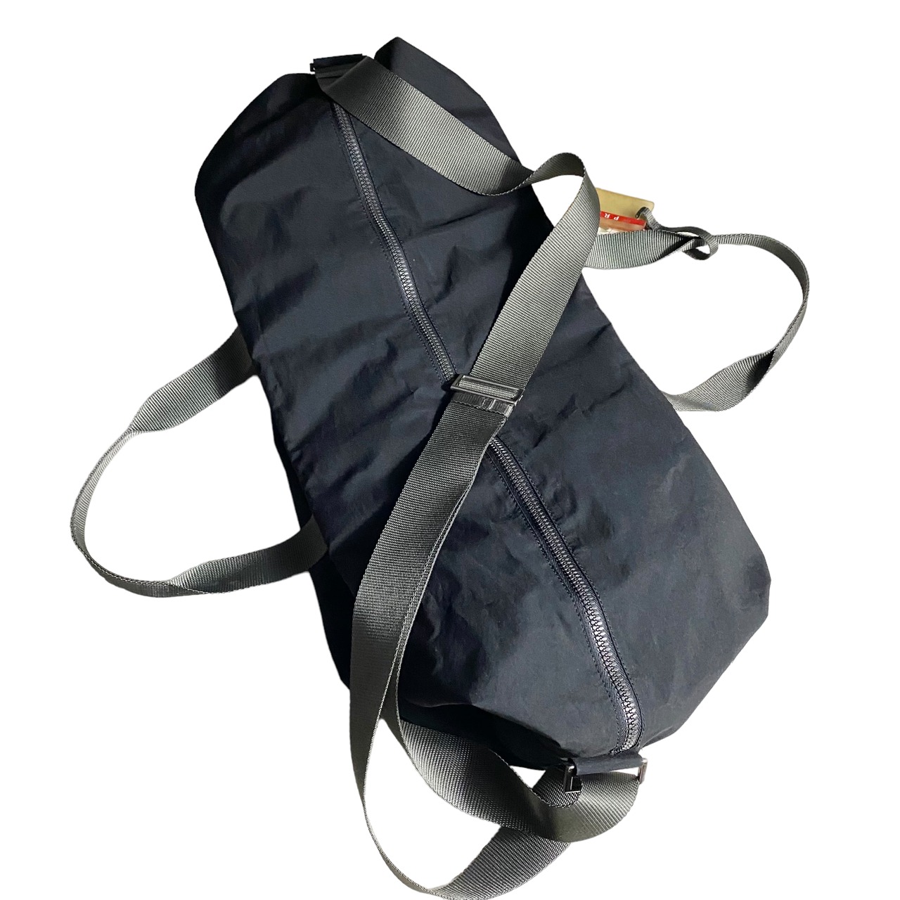 PRADA SPORT black technical fabric big boston bag