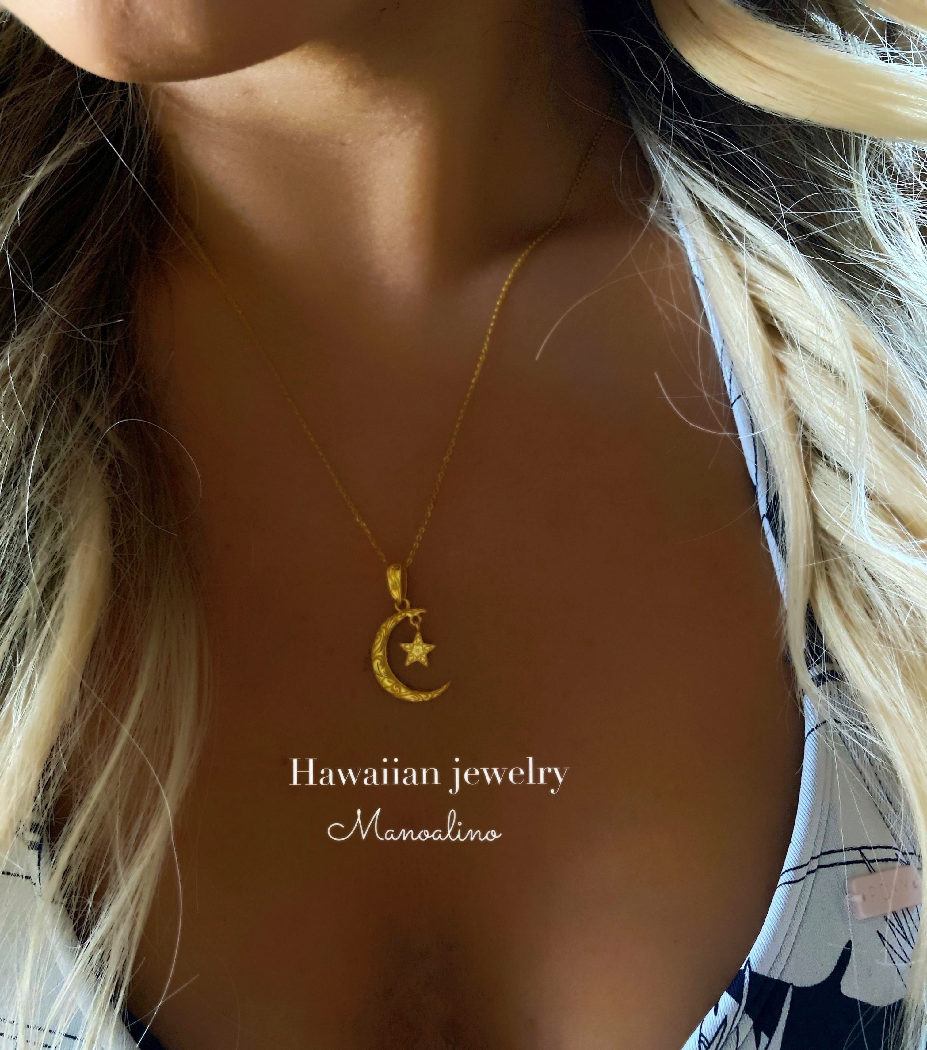 mahina moon star necklace Hawaiianjewelry (ハワイアンジュエリー月