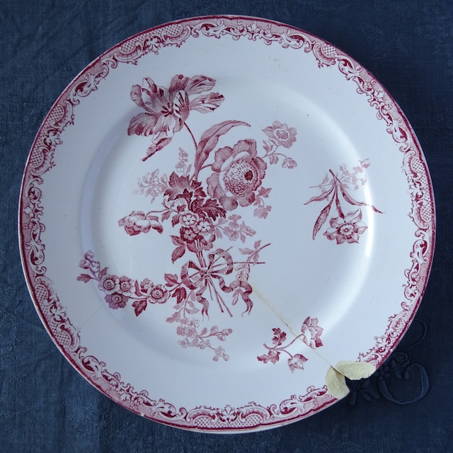 【金継ぎ用】Sarreguemines＊modèle《FONTANGES》assiette plate pour Kintsugi (D)