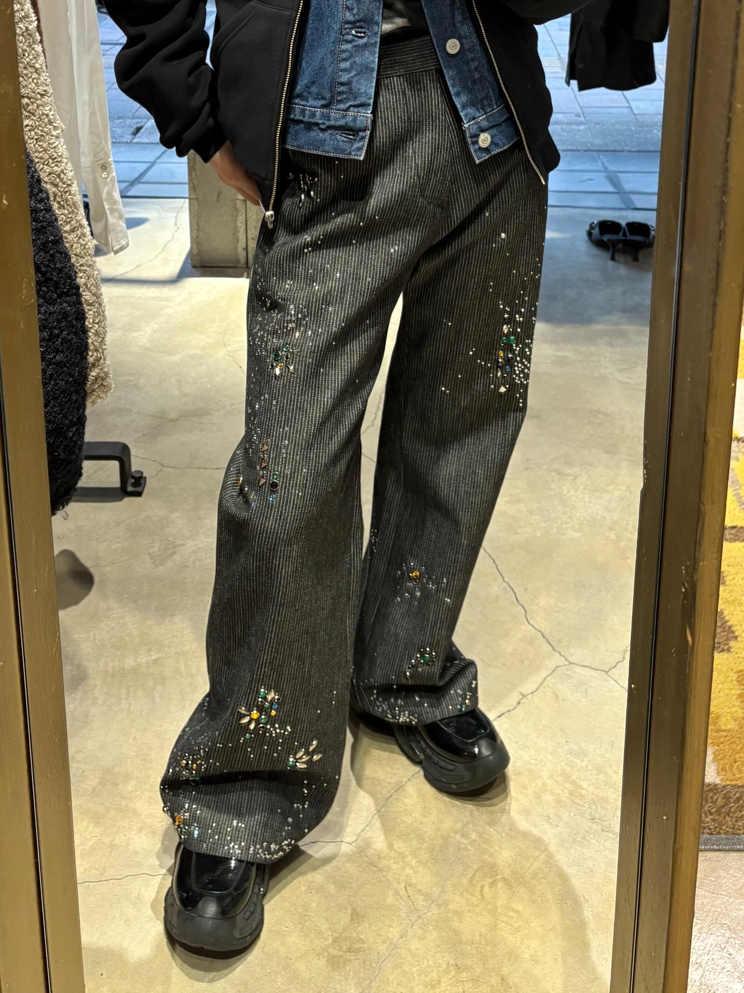 25SS】FETICO フェティコ / FAUX-LEATHER SATIN TROUSERS / エコレザー