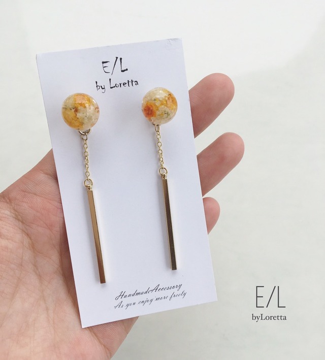 Mini Flower Ball Chain Stick Pierce/Earring(Orange)