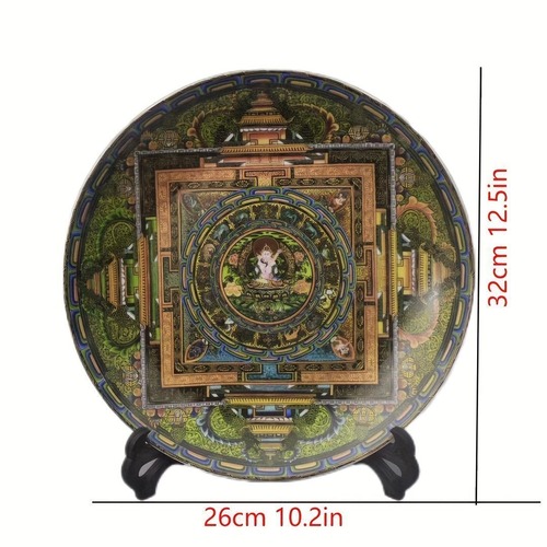 アンティークセラミックアートプレート プレートディスプレイスタンド 菩薩像ディスプレイ手工芸品 ヴィンテージ 装飾プレート セラミック壁掛けプレート 家の装飾のための装飾プレート 手描きのセラミックプレート 中国風の装飾プレート 古物民俗コレクション
