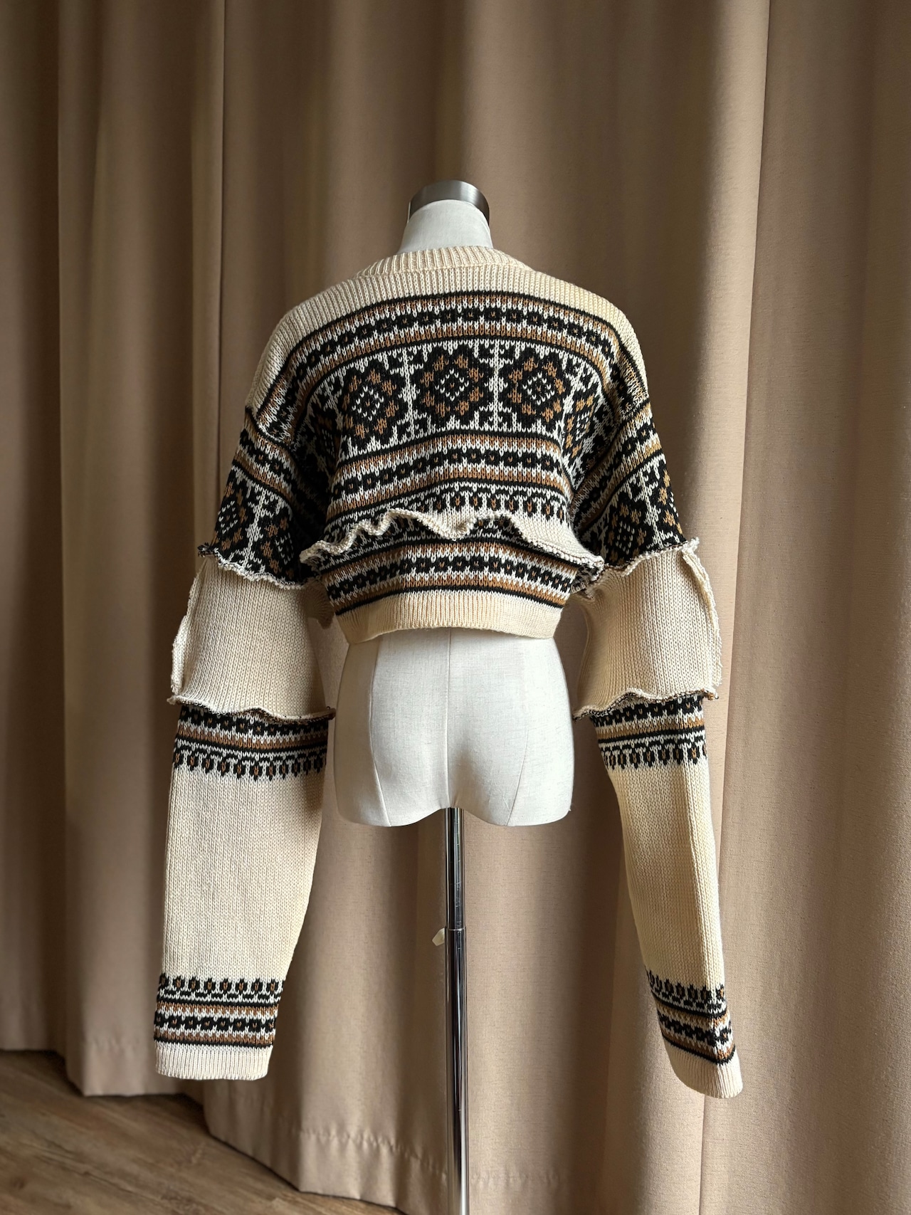natural nordic pattern remake knit cardigan-5126-12