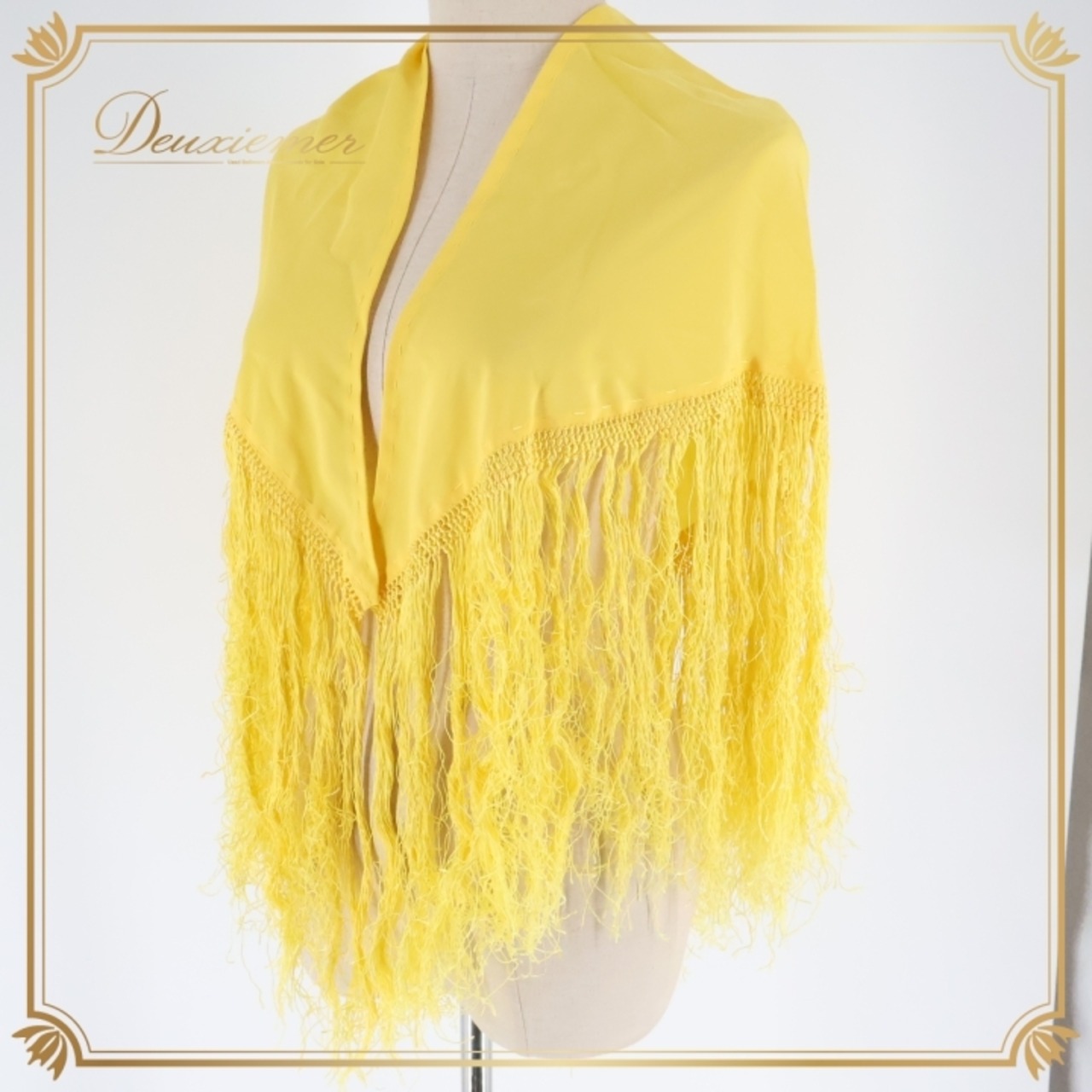 フラメンコ 衣装 シージョ ピキージョ 小物 イエロー系 黄色 トライアングル フレコ ダンス 無地 三角形 練習 舞台 発表会 イベント コスチューム フリンジ おしゃれ 明るい 色鮮やか ステージファッション フラメンコダンス