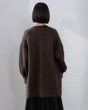 MAYKAM - MOHAIR STAND COLLAR JACKET :BROWN|キッドモヘア/二重袋編みスタンドカラー