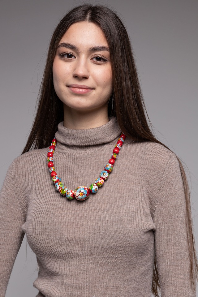 ペトリキフカ塗り　木製ナミスト（ヴィシヴァンカ装飾用ネックレス）ホメンコ作