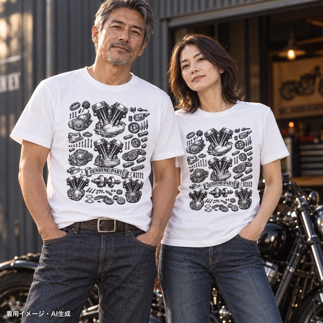 【整備好きしか分からないTシャツ】GENUINE PARTS Edition【ホワイト】