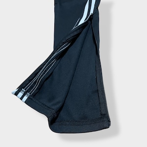 【adidas】トラックパンツ TRACK PANTS サッカー フットサル ジャージパンツ ジャージ下 裾チャック パフォーマンスロゴ プリント スリーストライプ CLIMACOOL アディダス 黒 US古着