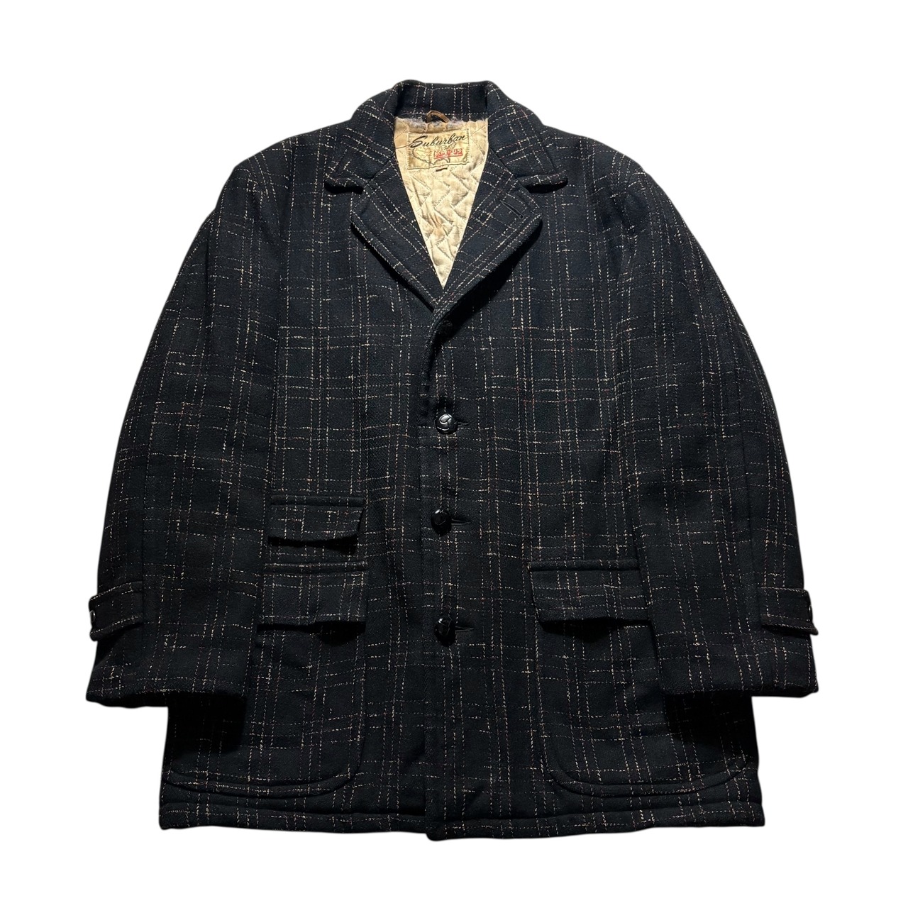 vintage 1950’s CAMPUS red nep black wool car coat