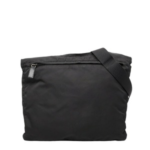 プラダ 三角ロゴプレート ショルダーバッグ V218 ブラック ナイロン レディース PRADA 【中古】