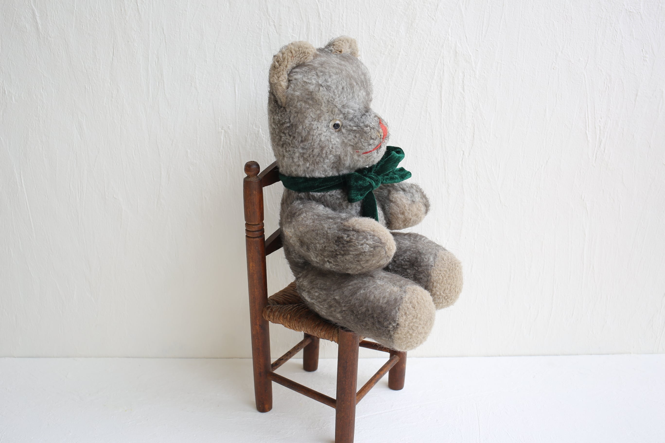 アンティーク　テディベア フランス アンティーク ヴィンテージ テディベア グレー N-02476