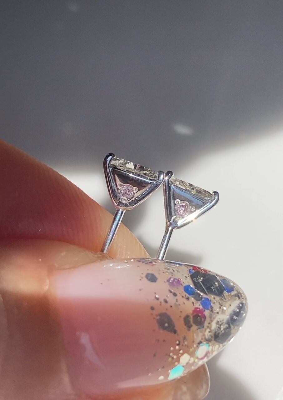 【りん♪様】#818-3　#769-D　#853　#338　#851　ピアス5点 K18WG天然ダイヤモンド♡トリリアントカット×ピンクダイヤ添えピアス