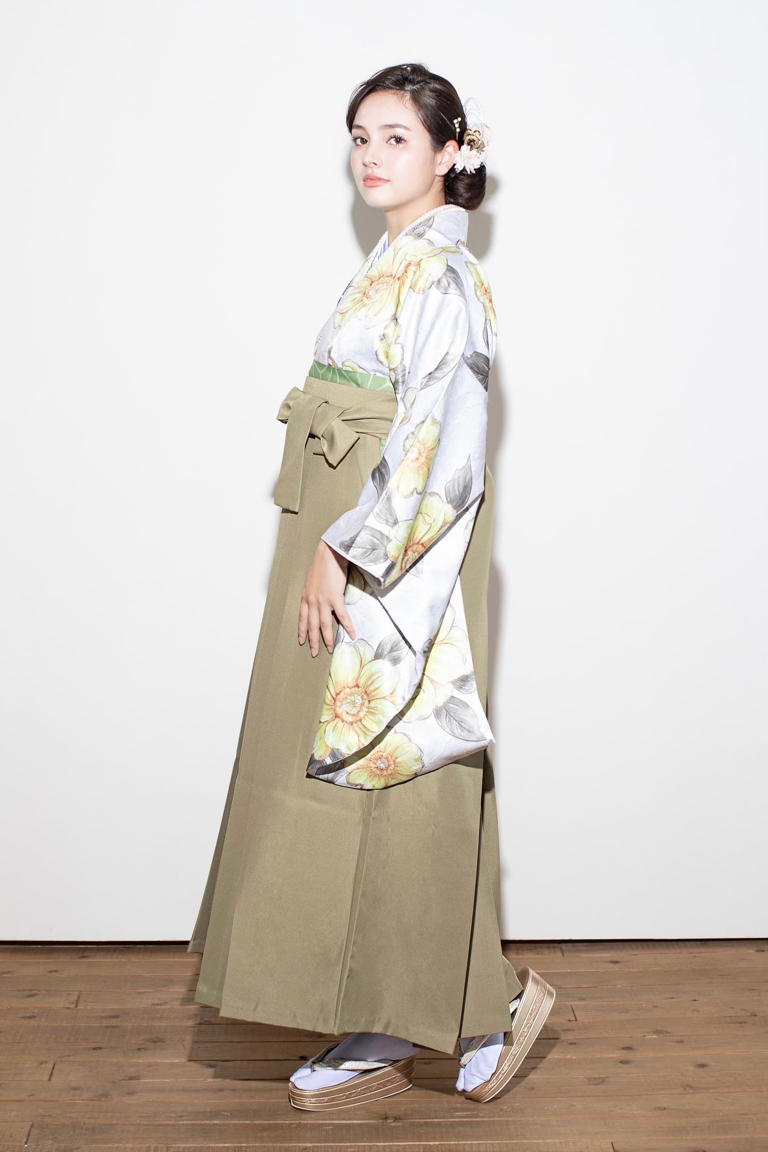 Kimono Sienne 卒業式袴3点セット 生成り 袴 二尺袖着物 袴 卒業式