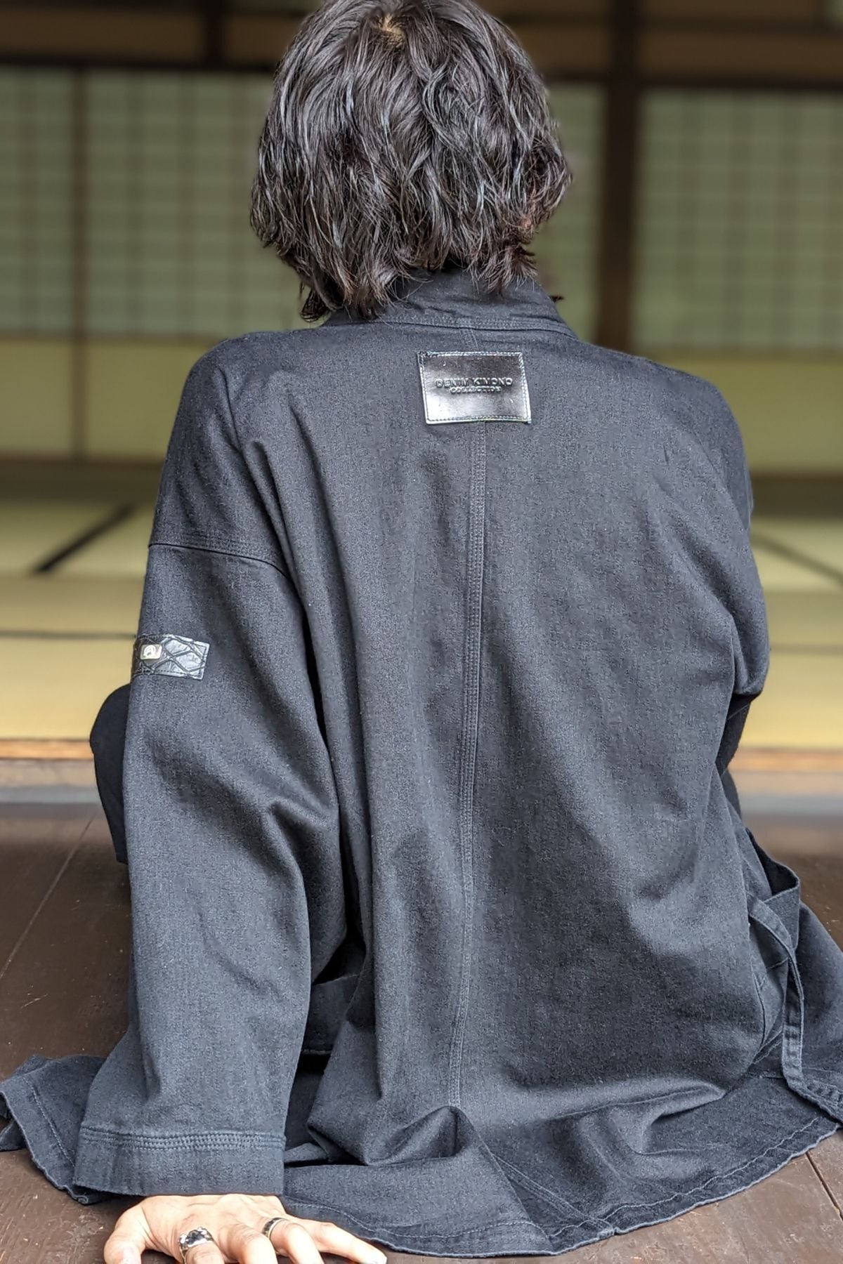 デニムジャケット　作務衣風 オンライン限定モデル】デニム黒作務衣×クロコダイル JACKET