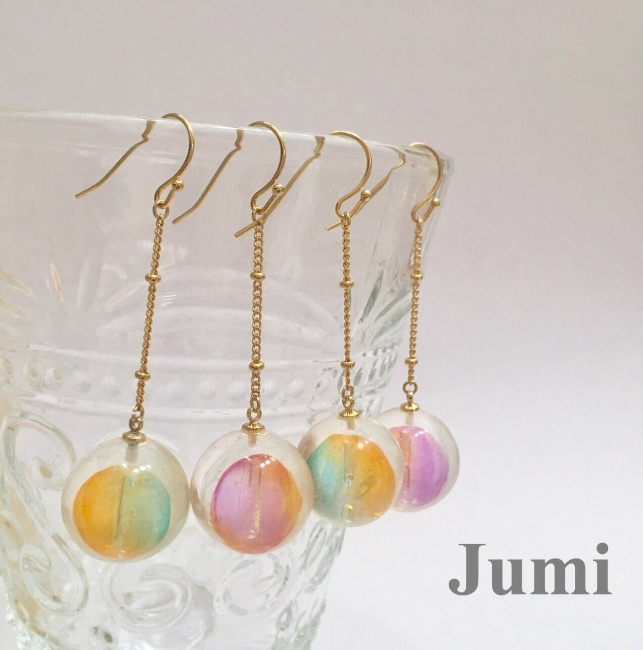 jm011 】あめ玉レジンピアス | 【 Jumi 】かわいいハンドメイドピアス 