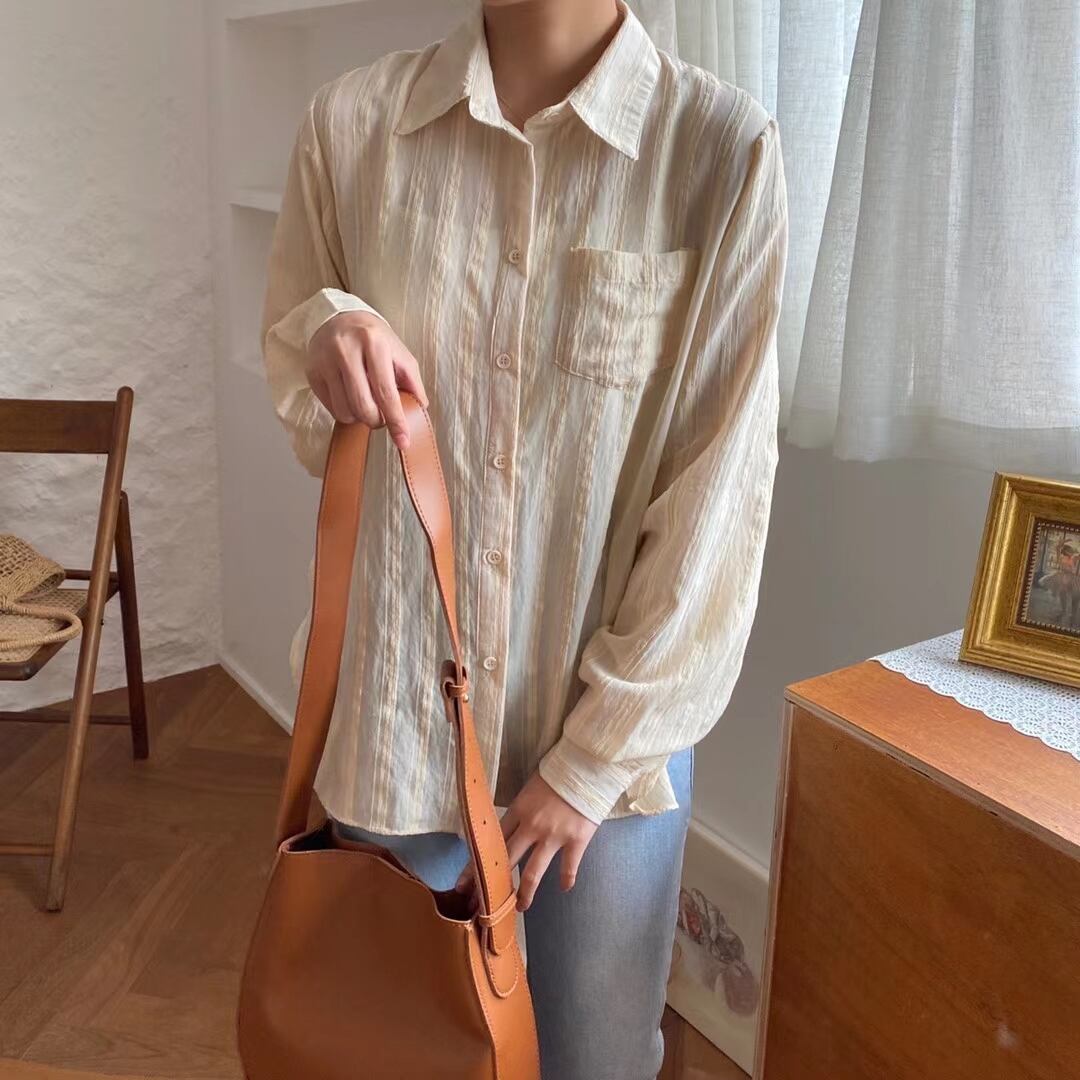 シアーストライプシャツ　 AJ−2205-1130