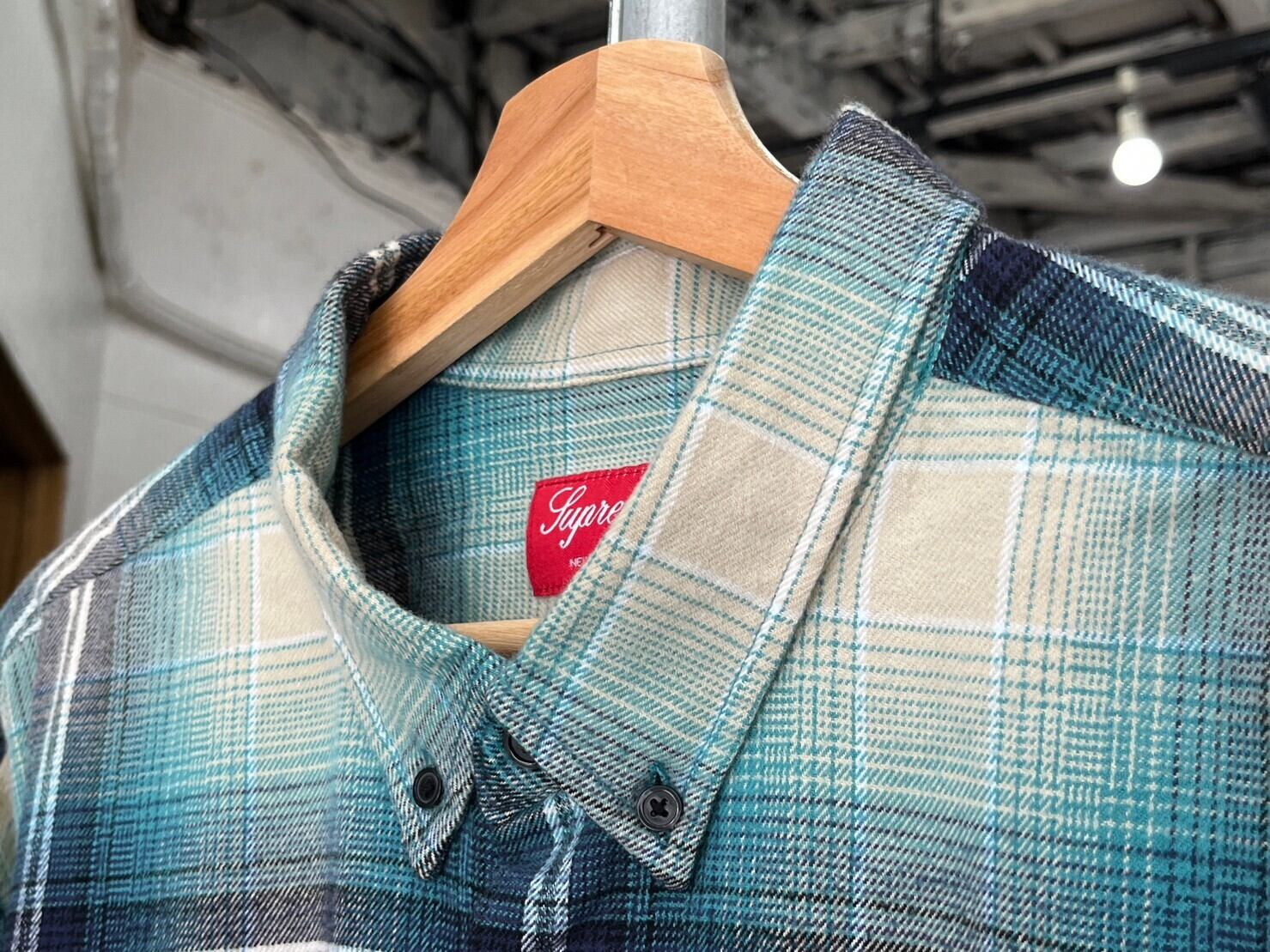 Supreme Shadow Plaid Flannel Shirt "Blue