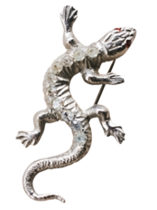 フランス 赤いお目目のトカゲさんとブローチ ヴィンテージ