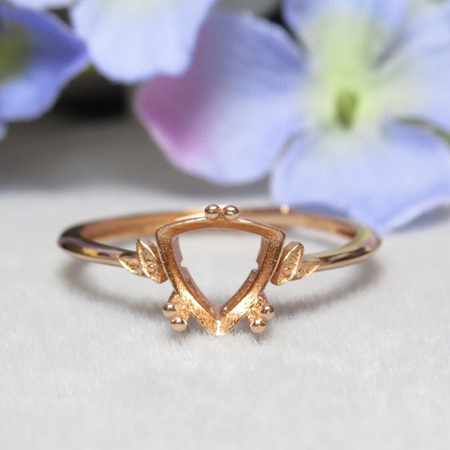 7㎜ トリリアント 二又爪 リーフ S925 リング台 PG