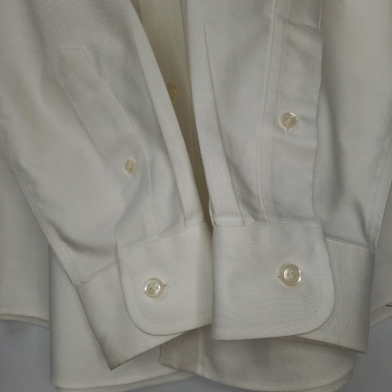 防シワ　エルエルビーン　オックスフォード　BDシャツ　長袖　無地　ポケット　白