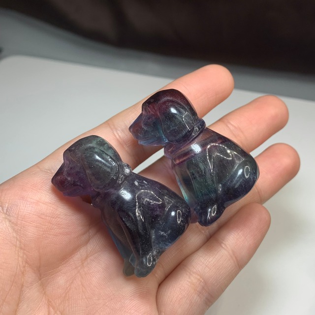 送料込込み☆ペア・フローライト犬