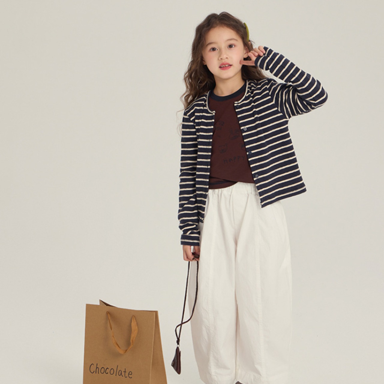 秋レトロボーダーカーディガン