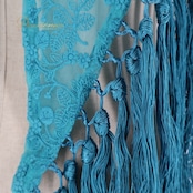 フラメンコ 衣装 シージョ トライアングル 三角形 レース フレコ Yolanda お洒落 透け感 飾り 小物 小道具 ダンス パーティ 装飾 ブルー系 グリーン系 ショール ストール ダンス衣装 おしゃれ 小道具 大人用 エレガント フリンジ 軽量