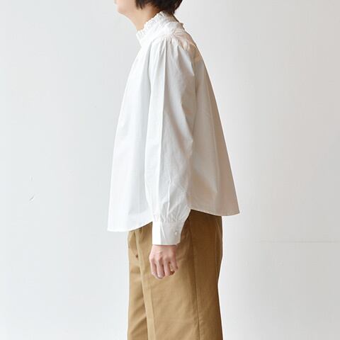SWARM(スワーム)コットンタイプライターフリル衿ブラウス(NS-84019)ホワイト F
