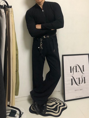 【MuscleFit】Ribbed Raglan Long Zip-Up T-Shirts (2color)