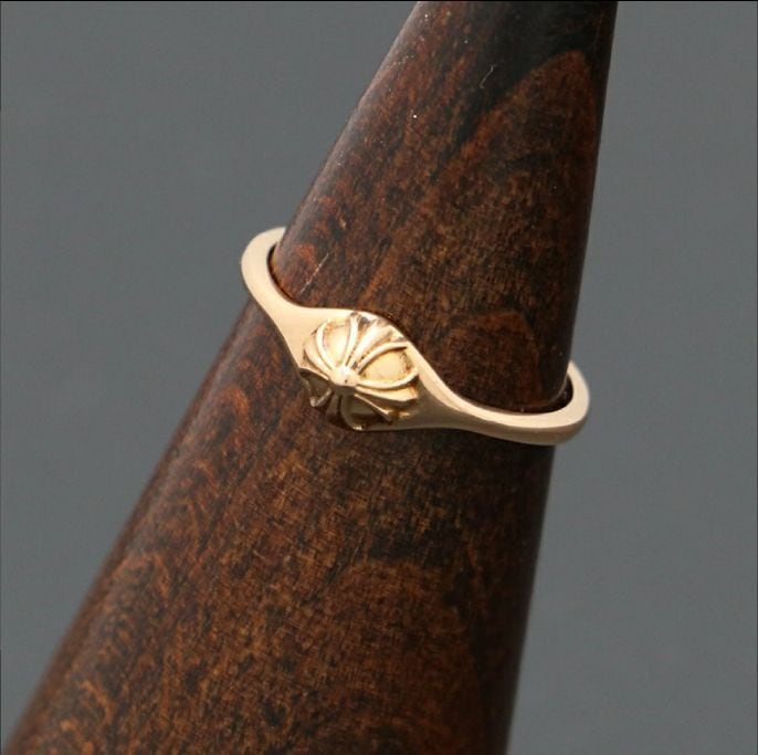 CHROME HEARTS クロムハーツ 22K BUBBLGM MINI HALF CRSBL クロスボール バブルガムリング 指輪