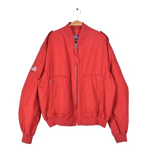 ラルフローレン フライトジャケット コットンジャケット 星条旗 POLO RALPH LAUREN レッド サイズL 古着 DZ0766