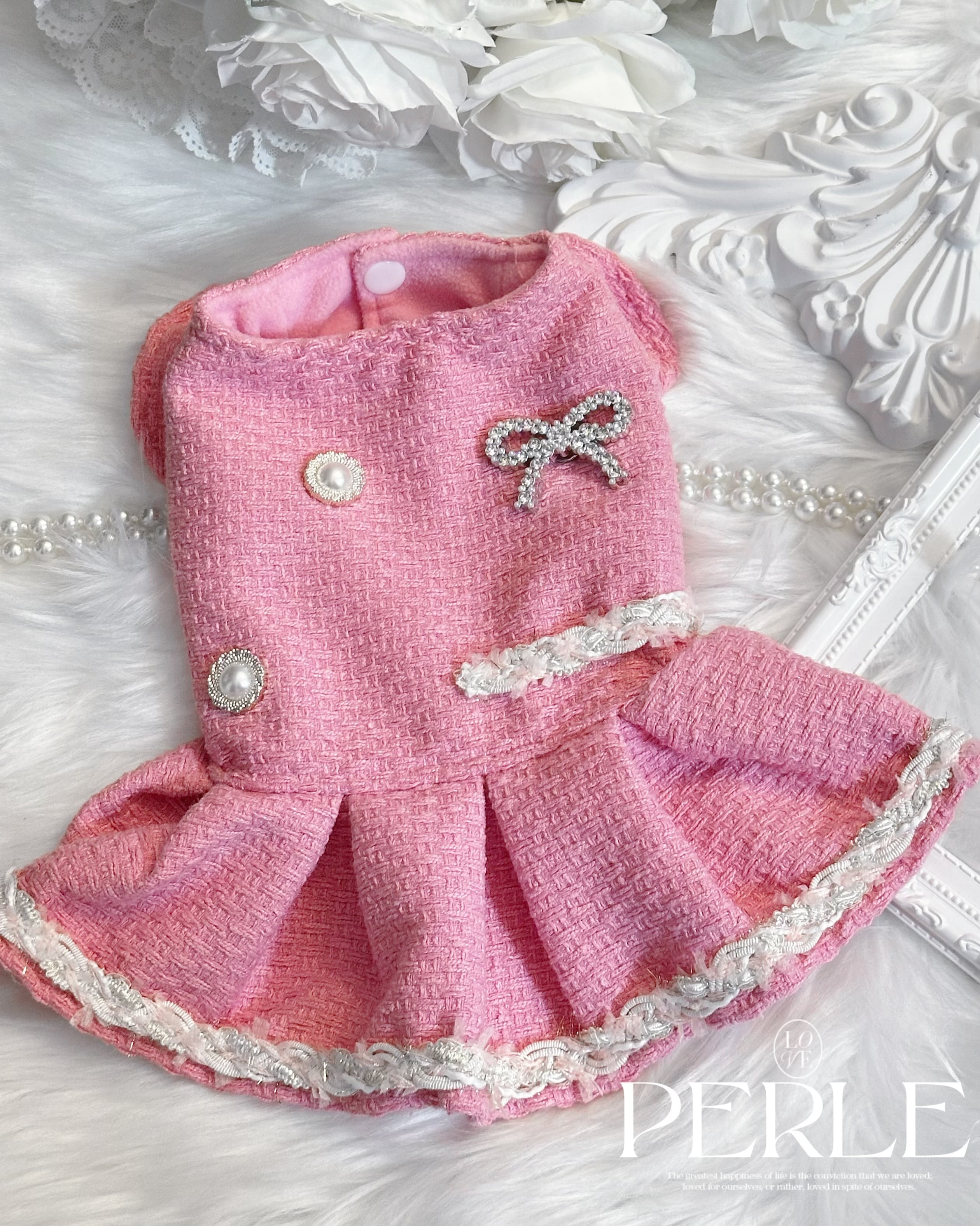 Pink tweed pet dress