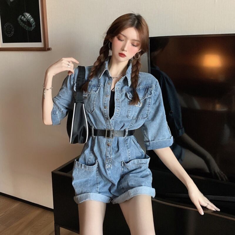 パンツ サマースタイルスタンダードジャンプスーツ オールインワン ハイウェストウェスト薄手レッド レトロ 夏物 YY-ファッション52153447015