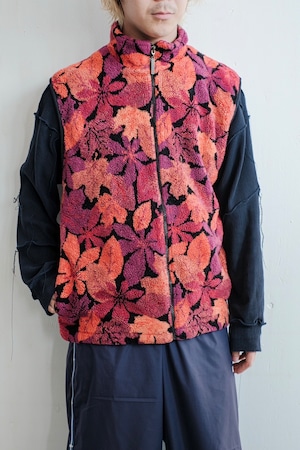 1990s flower pattern fleece vest