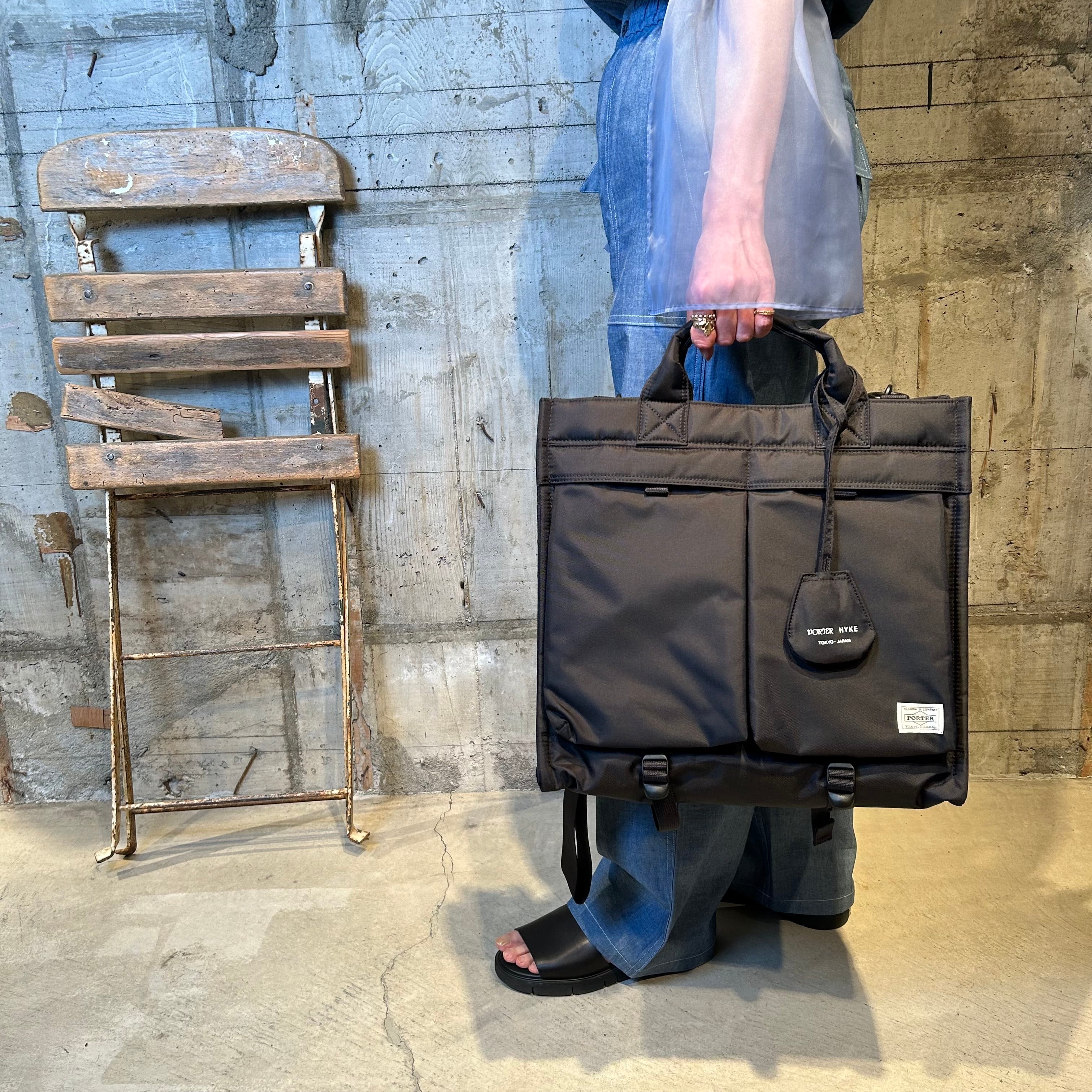 HYKE x PORTER 2WAY TOTE BAG  黒　ハイク　ポーター