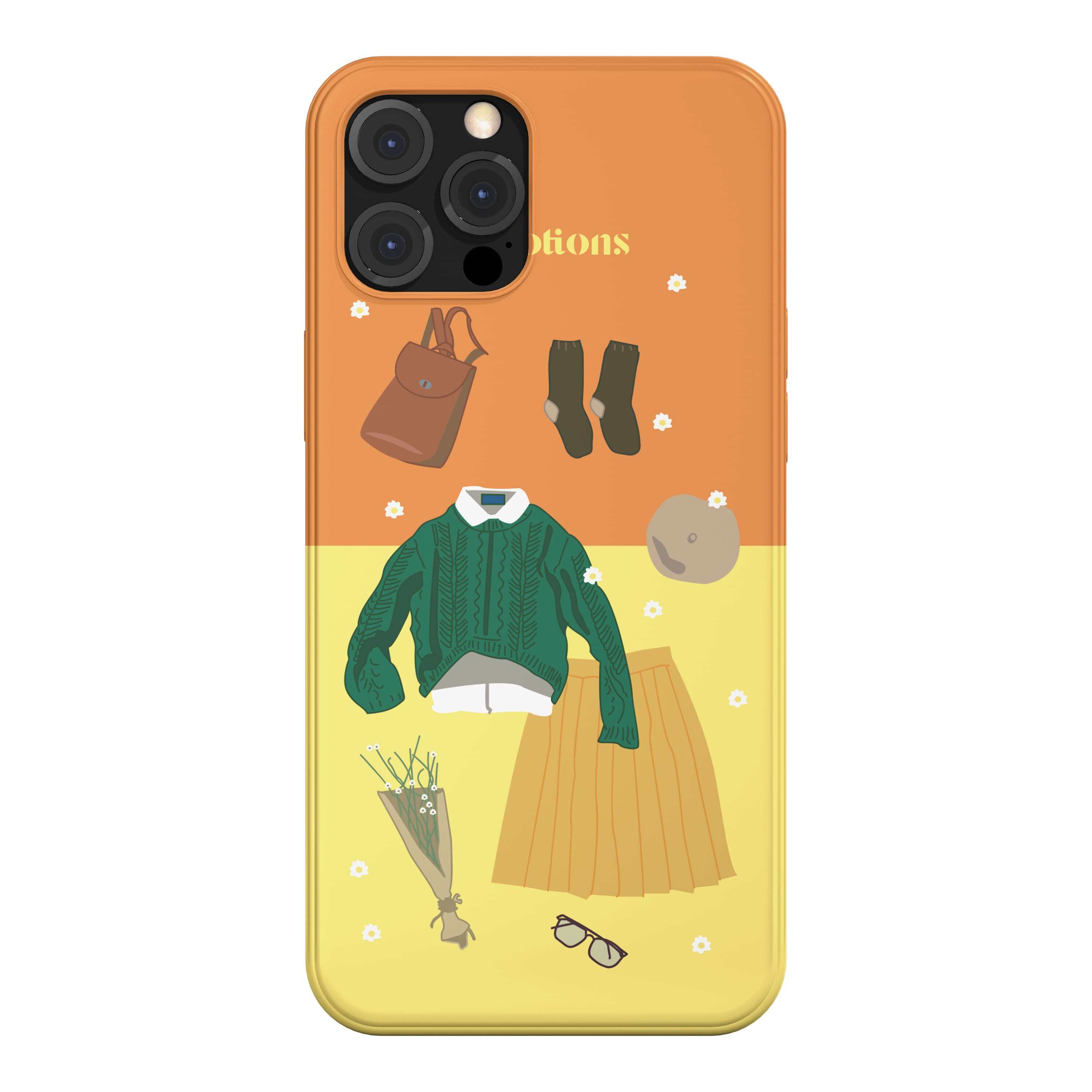 韓国 スマホケース [SUN] 絵画風 おしゃれ アート デザイナーズ iPhone Android 携帯カバー お出かけ ファッション オレンジ (SUN03) アイフォン ギャラクシー Galaxy