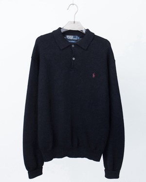 "Polo by Ralph Lauren" wool knit polo sweater
