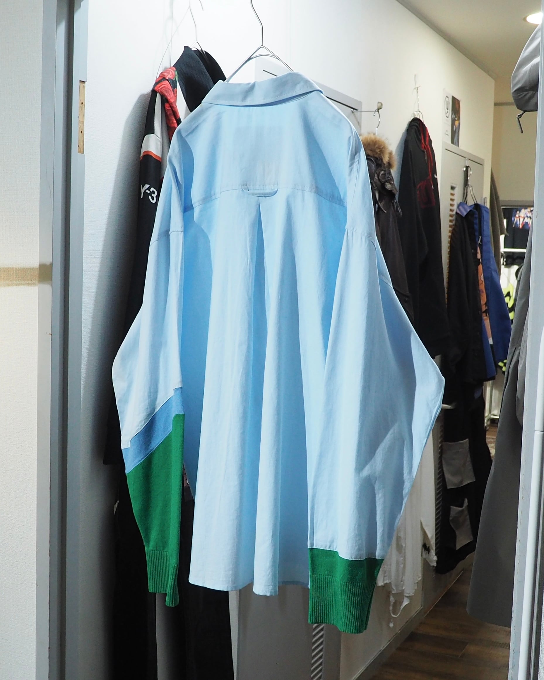 " EAFINETAL " Knit Docking Over silhouette Light Blue shirt