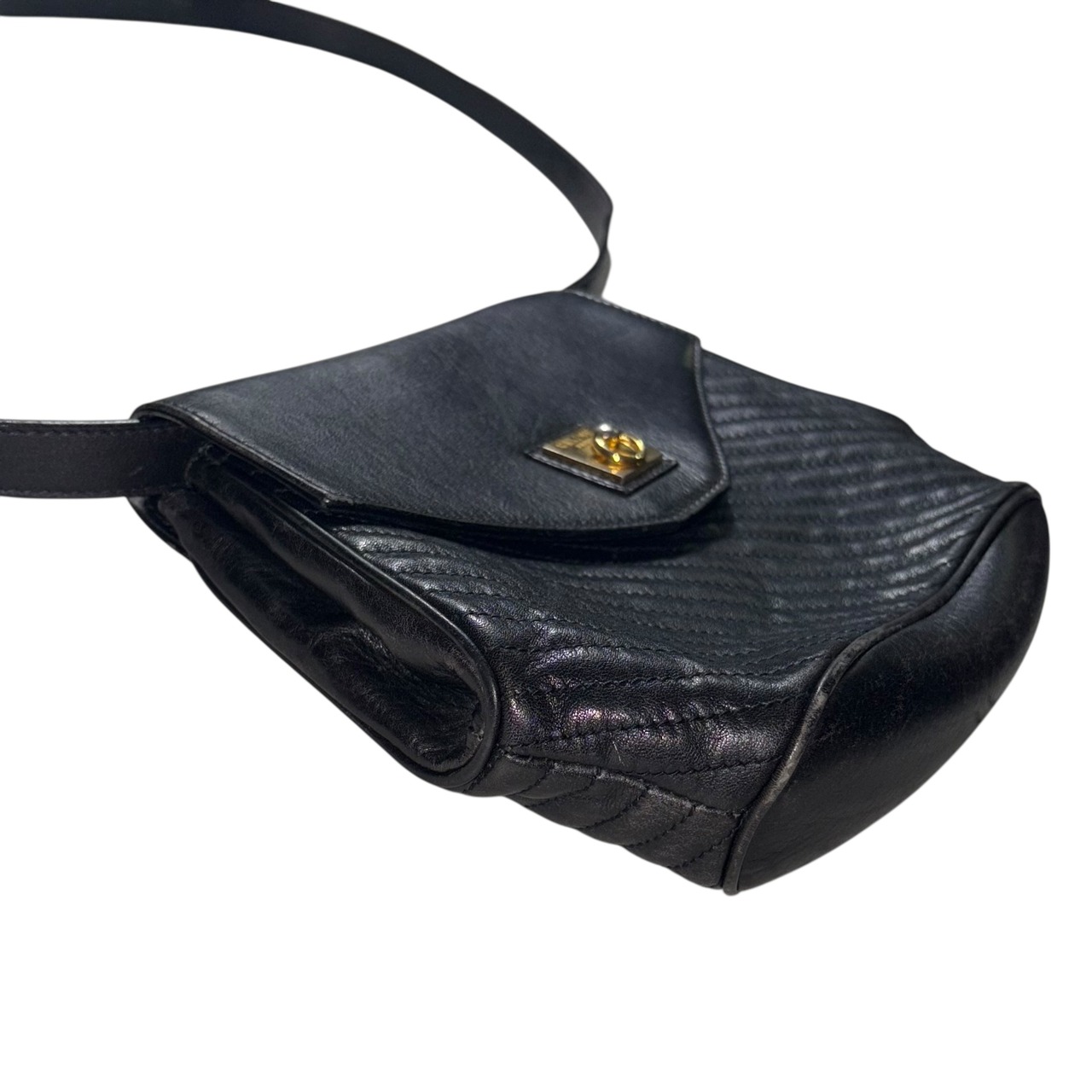 vintage CELINE black leather shoulder bag