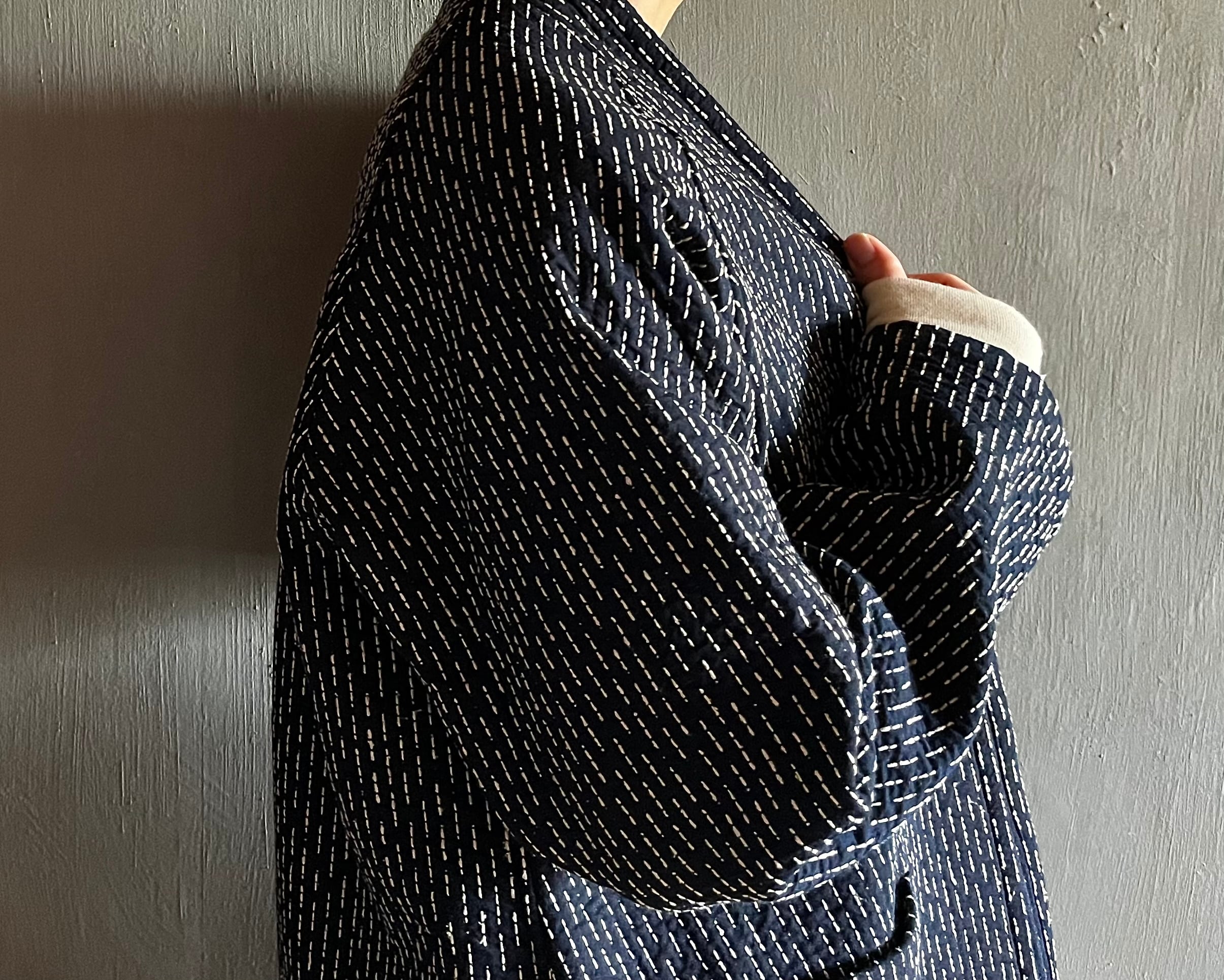 MITTAN|中わた刺し子織ジャケット 2 JK-80 濃紺