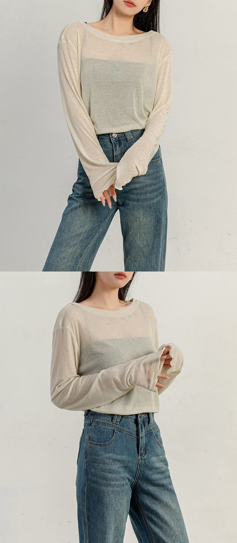 nounless シアートップス メール便】シアーカットソー／tops2099 | DAY CLOSET