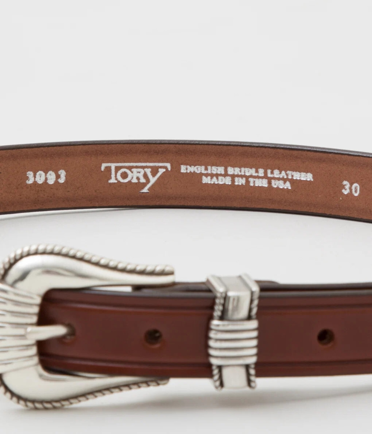 TORY LEATHER / 1 inch "3 -Piece Silver Buckle Belt(OAKBARK/NICKEL)