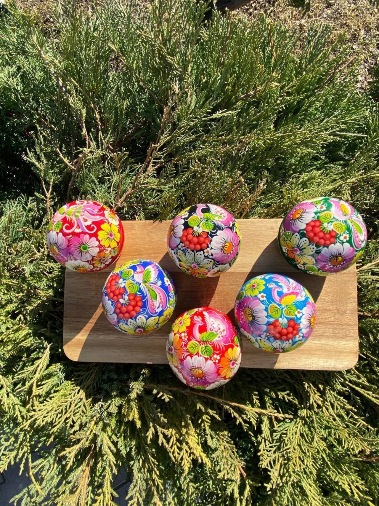 ペトリキフカ塗り　木製ジュエリーボックス・バルーン（ホメンコ作）　小物入れ - 8