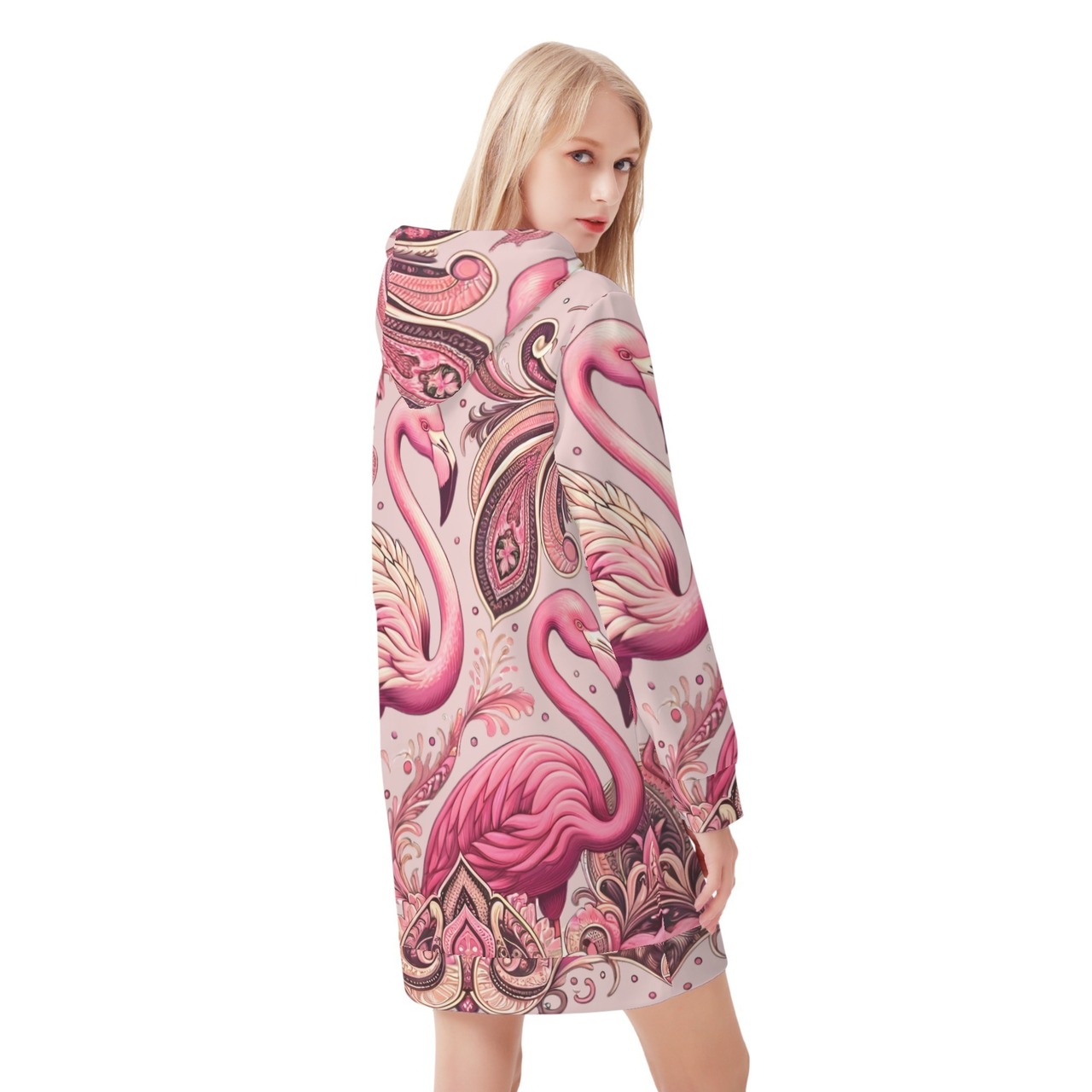 Women's Casual Hoodie Midi Dress Paisley 4498