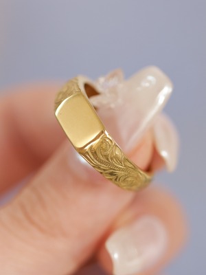 316L hawaiian signet square ring  #r02