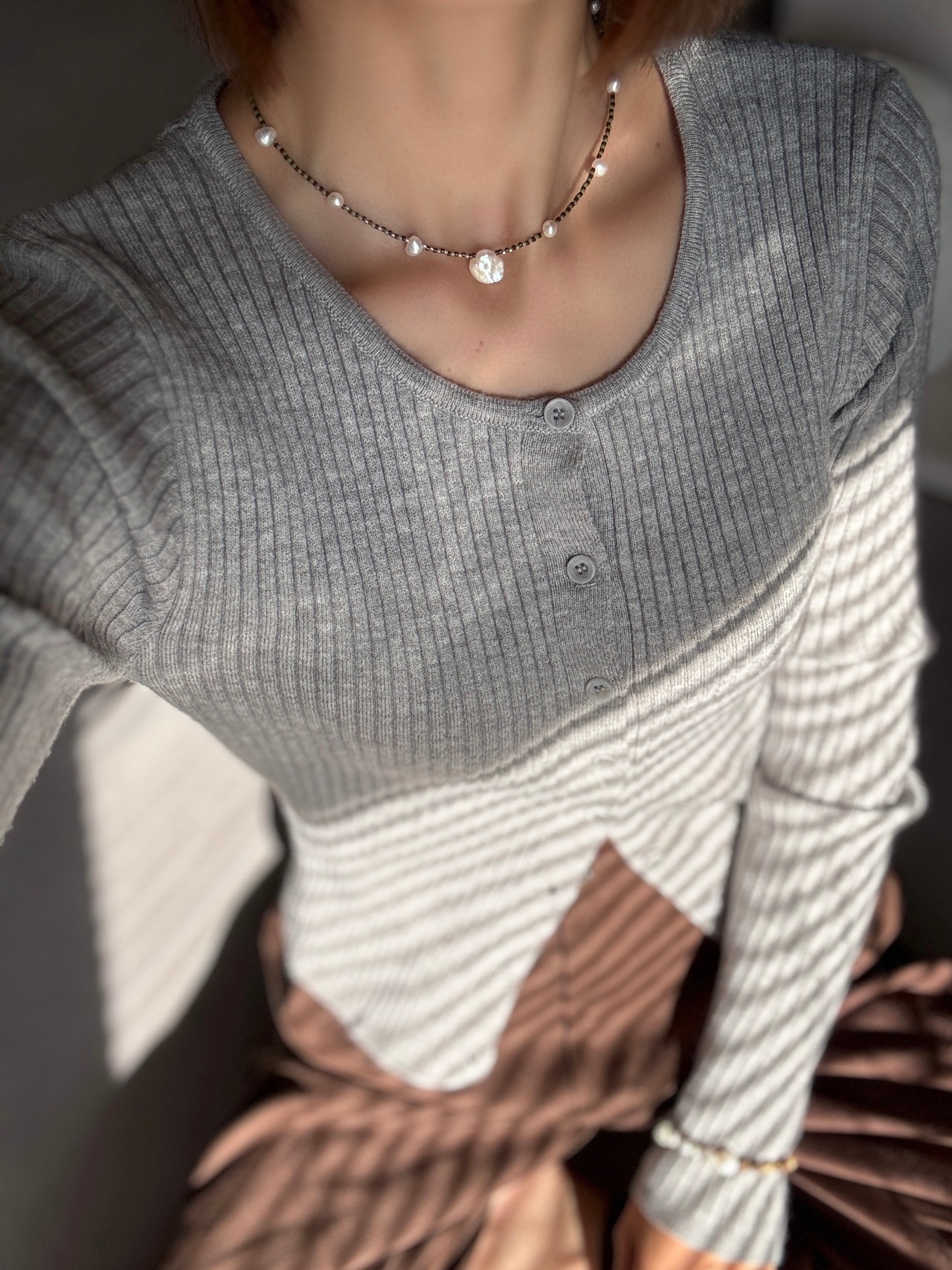Khaki × Brown – Stripe beads ［BZN30］