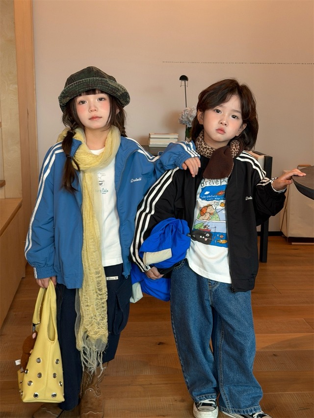 ラインジップアップジャケット（2色展開）XDJK｜アウター カーディガン｜小学生 ジュニア対応｜通学 普段着｜韓国子供服｜男の子 女の子｜90-160cm｜2026秋服 ［取寄］