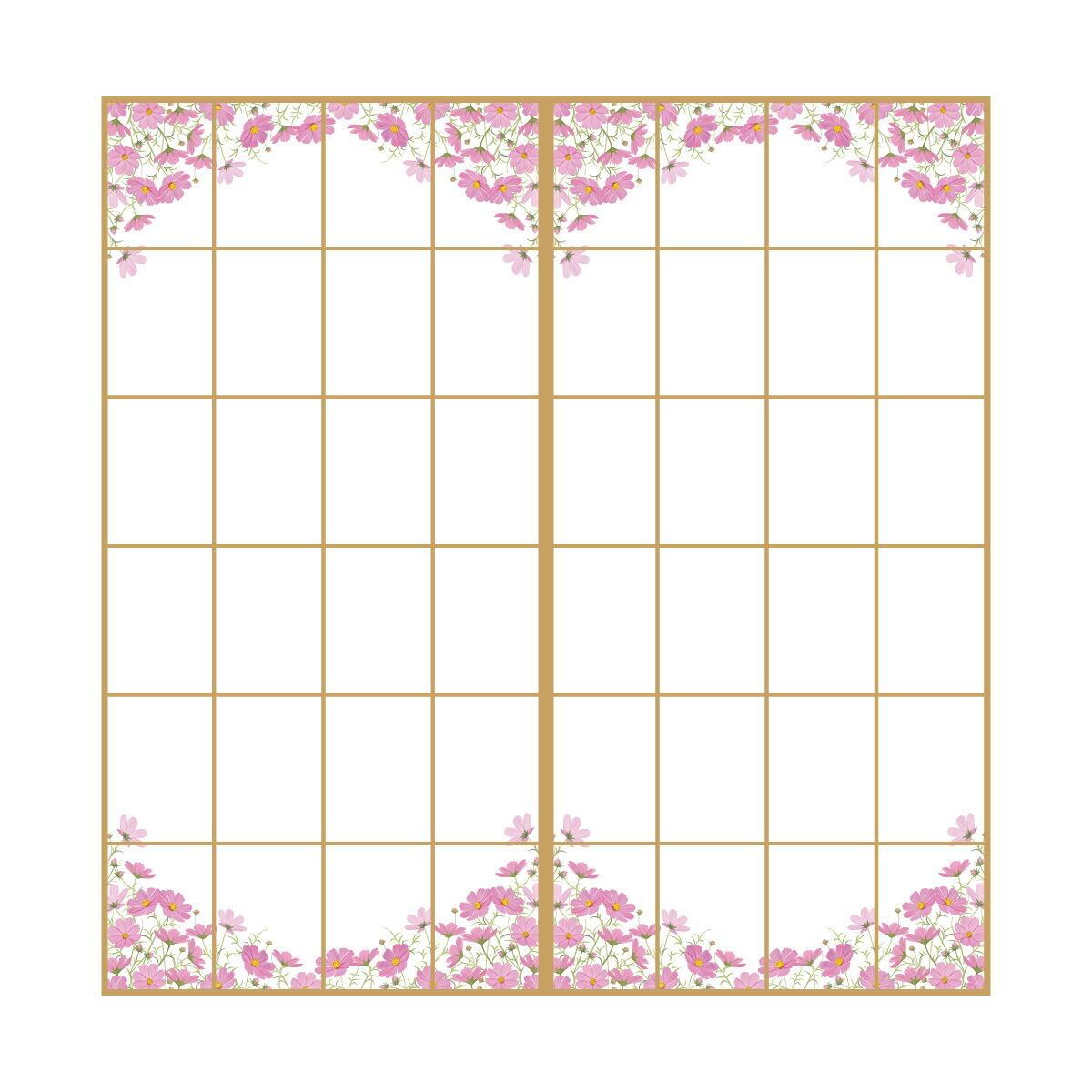 障子紙 おしゃれ 四季の草花 秋桜 FL_04S のりで貼るタイプ 幅90cm×長