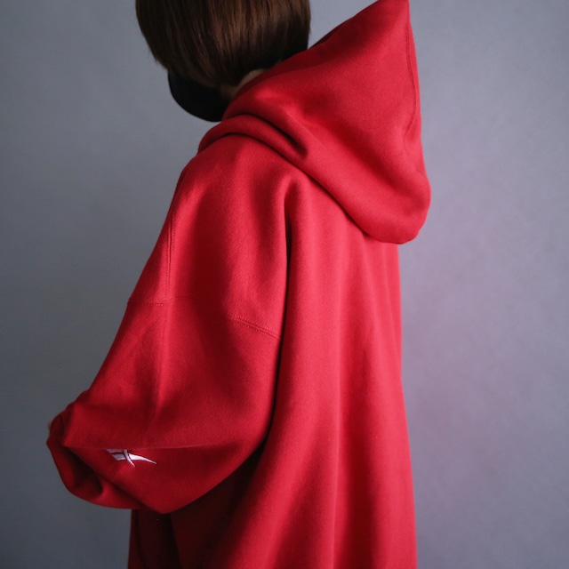 red super over silhouette sweat parka