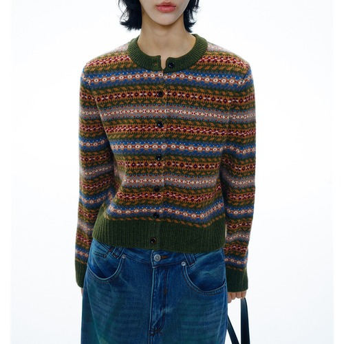 Crew Neck Knit Cardiga【2color】  T4122